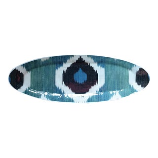 Les Ottomans Handmade Murano Glass Ikat Tray, Blue/Teal For Sale