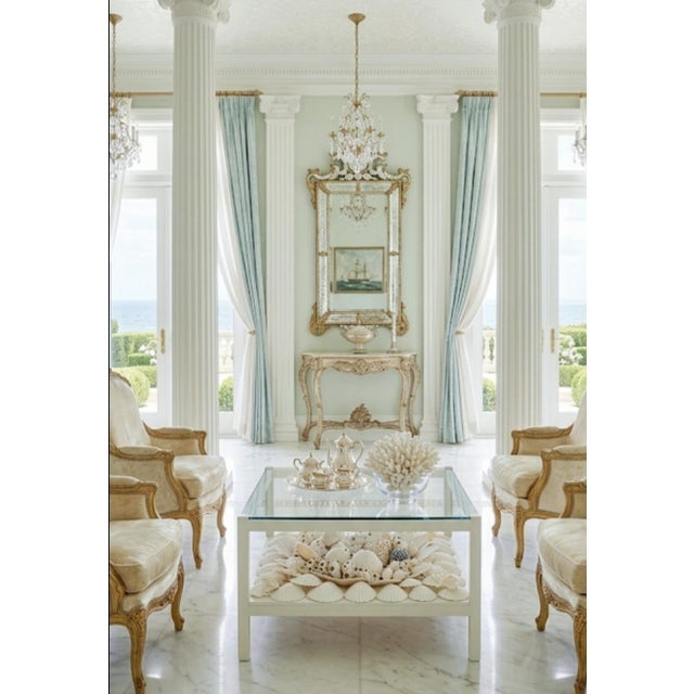 Shell Custom Made Coastal Square White Seashell Encrusted Coffee Table For Sale - Image 7 of 8