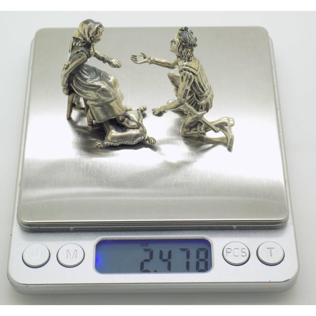 Vintage Italian Handmade Genuine Silver Cinderella and Prince Figurines Arezzo Tuscany 800 Continental Silver Rare Pair Fairy Tale Decor For Sale - Image 11 of 13