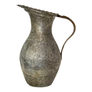 Islamic Tinned Copper Pitcher Middle Eastern Persian Antique 19th Century Ewer