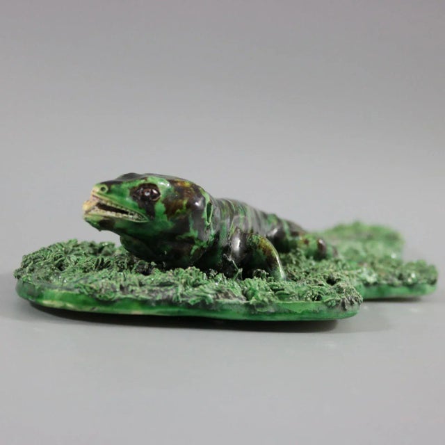 Antique Jose Cunha Palissy Majolica Lizard Wall Plaque For Sale - Image 4 of 13