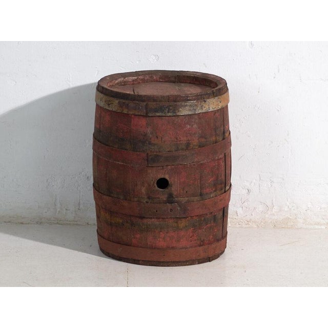 Wood Antique Wooden Barrel with Iron Hoops, Hungary, 1930 For Sale - Image 7 of 8