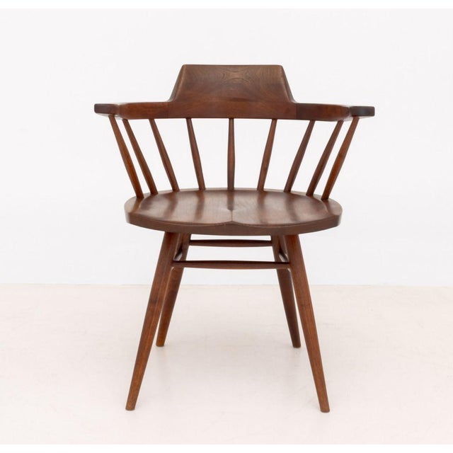 Wood George Nakashima Walnut Captain's Armchairs, Pair For Sale - Image 7 of 10