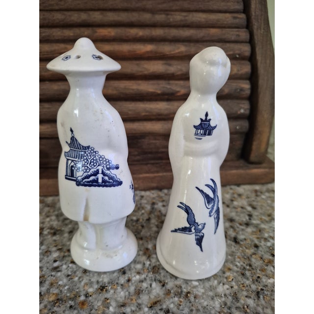 Japanese Late 20th Century Churchill China Blue Willow Figural Shakers - a Pair For Sale - Image 3 of 7
