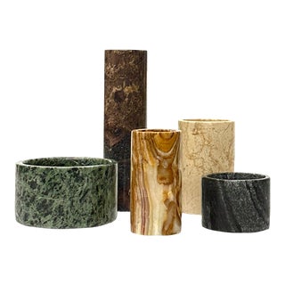 1980s Multi-Colored Stone Vessels Curation - Group of 5 For Sale