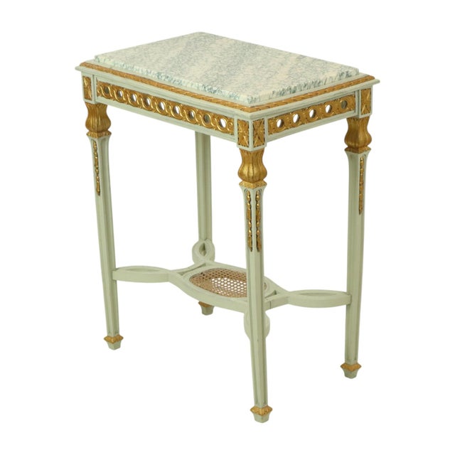 Antique Louis XVI Gilded Console Side Table in Green Marble, 1890s For Sale - Image 18 of 18