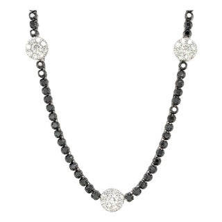 4.55 Carat Black Diamond White Diamond 14 Karat White Gold Necklace For Sale