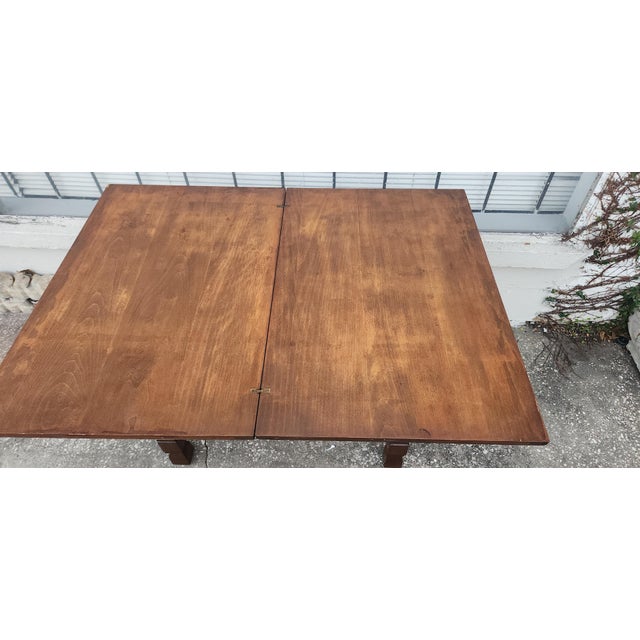 Wood Vintage Swivel Folding Oak Game Table For Sale - Image 7 of 18