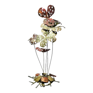 1960s Rh Berger-Style Mid-Century Brutalist Metal Flower Art Sculpture