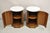 Traditional French Empire Round Marble Top Mahogany Column Pedestal Cabinet End Table Pair For Sale - Image 3 of 12