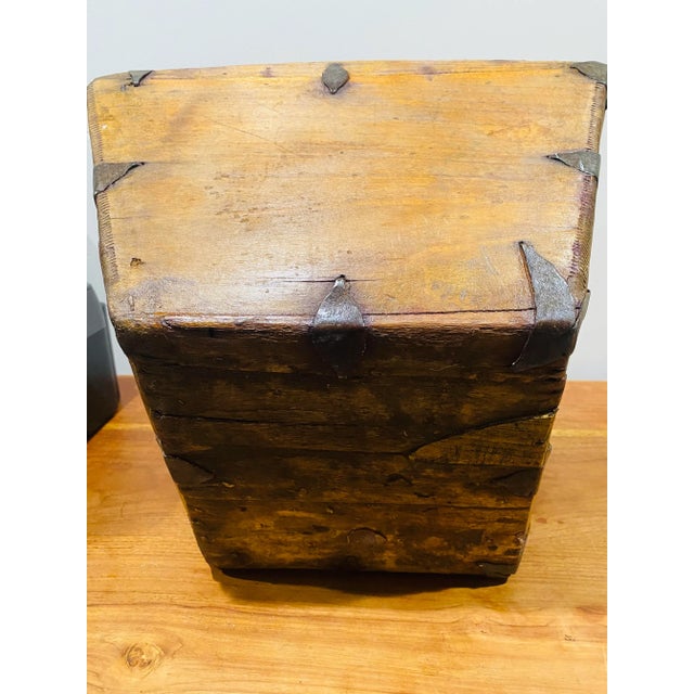 19th Century Antique Chinese Wood & Metal Basket For Sale - Image 10 of 11