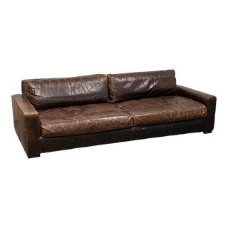 Restoration Hardware Maxwell Lux Leather Sofa For Sale