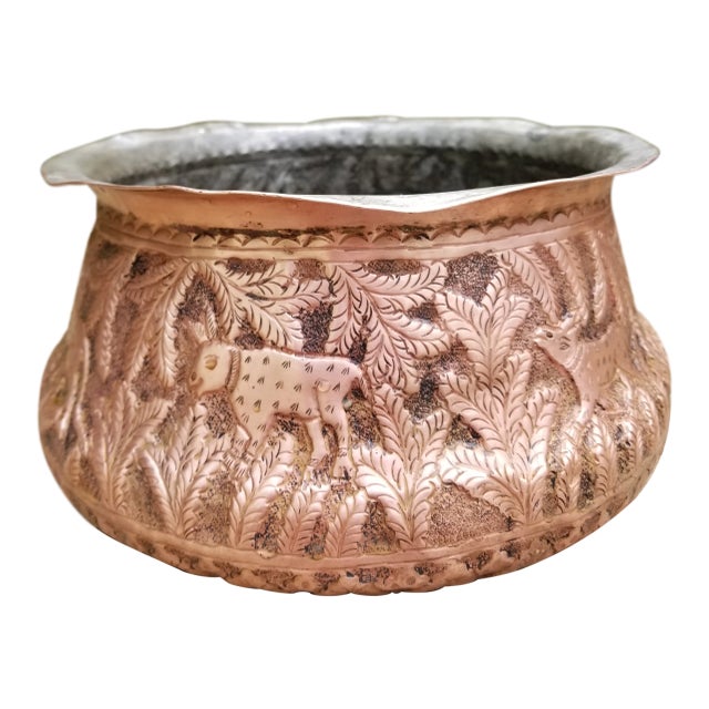 Highly Embellished Antique Copper Pakistani Cooking Pot For Sale