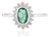 Natural Emerald Diamond Halo Art Deco Ring Size 5 in 14k White Gold For Sale