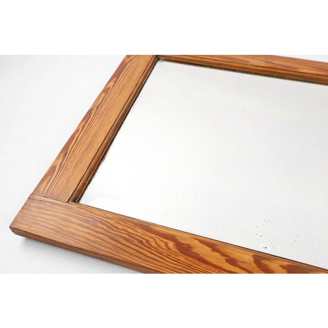 French Mirror with Warm Pine Wood Frame, 1900s For Sale - Image 4 of 11