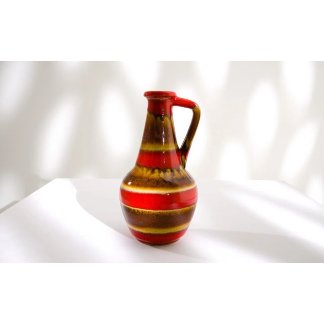 Red 1960s Mid-Century Modern W. Germany Ceramic Jar Red & Gold For Sale - Image 8 of 10