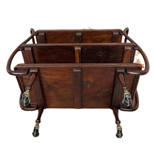 Anglo Indian Teak and Brass Inlaid Serving Trolley, 1930s For Sale - Image 13 of 18
