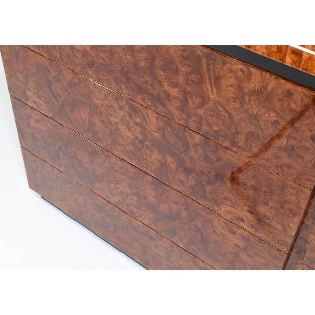 Italian Drawer Credenza in High Gloss Burl and Brass, Italy, 1970s For Sale - Image 14 of 15