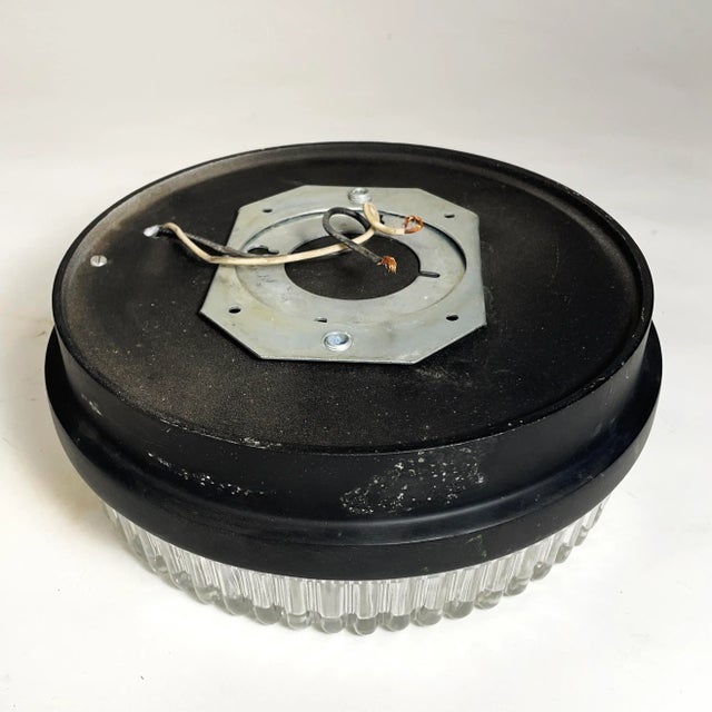 Prescolite Mid-Century Modern Flush Mount Ceiling Light With Textured Glass by Putzer For Sale - Image 11 of 12