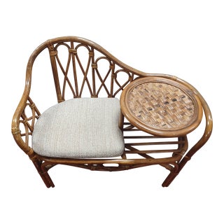 Vintage Rattan Gossip Bench For Sale