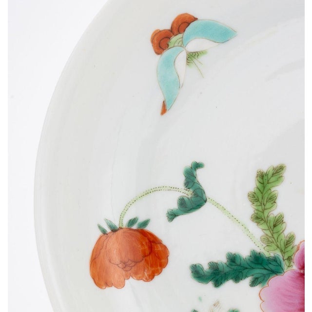 Chinese Chinese Famile Rose Porcelain Butterfly and Flower Motif Plate For Sale - Image 3 of 6