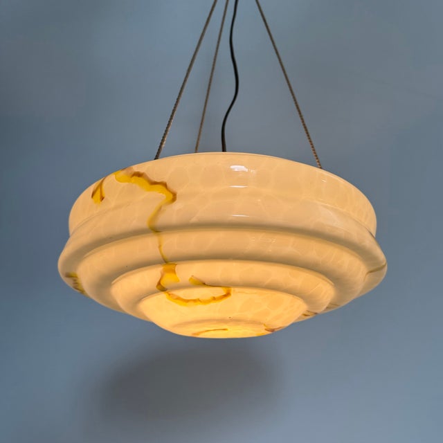 Art Deco Glass Hanging Lamp, 1950s For Sale - Image 6 of 18