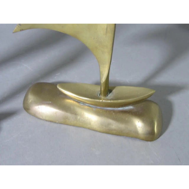 1960s Mid Century Brass Sailboats - a Pair For Sale - Image 5 of 7
