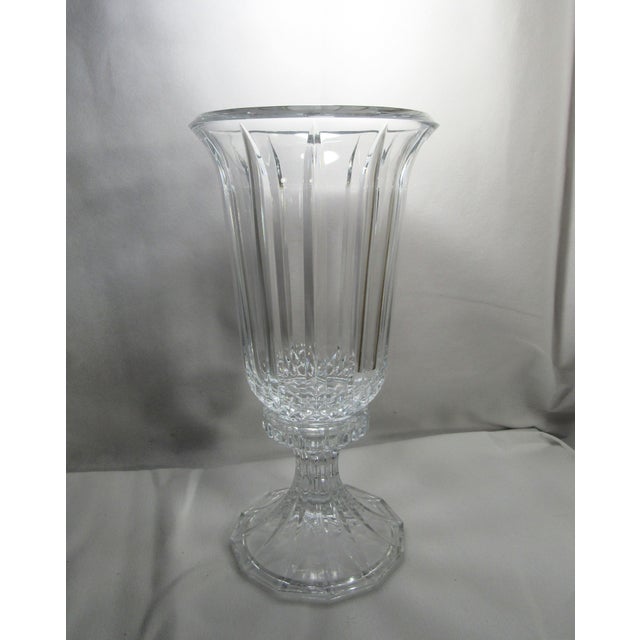 Transparent Vintage Heavy Crystal Glass Hurricane Candle Lamp For Sale - Image 8 of 18