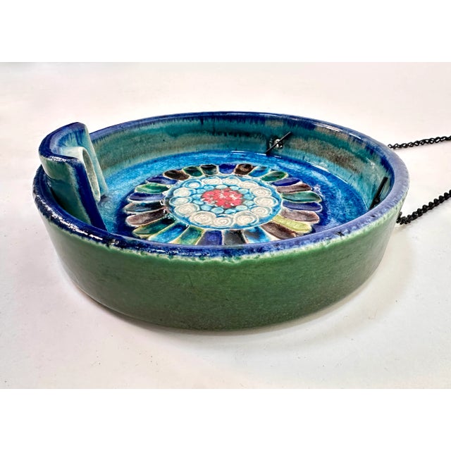 1950s Artisan Ceramic Art Wall Plate with Candleholder, Italy, 1950s For Sale - Image 5 of 12