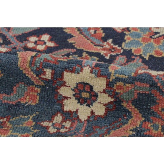 1920s Antique Persian Floral Geometric Rug With Deep Navy Field - Rug & Kilim For Sale - Image 5 of 7