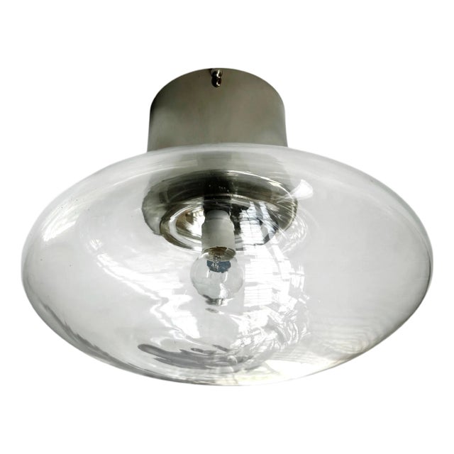 21st Century Polished Nickel and Clear Uno Flush Mount by Fabio LTD For Sale