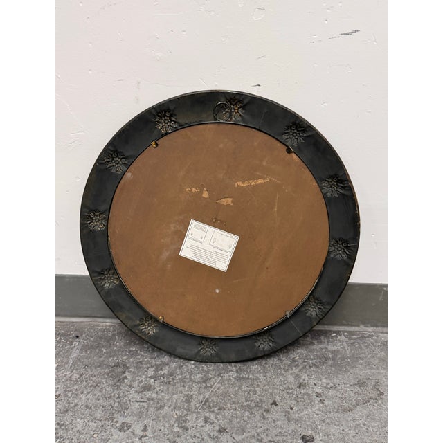 Gilded Metal Floral Medallion Wall Mirror, 26.5 Inches For Sale - Image 12 of 12