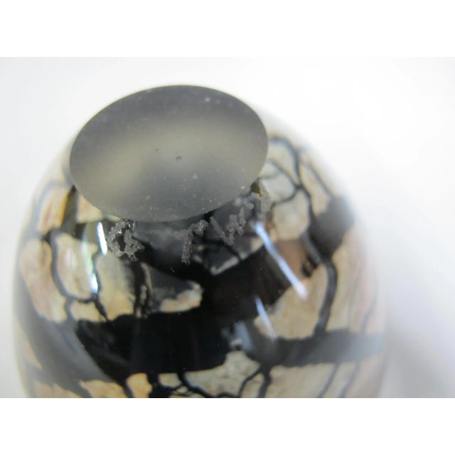 Metal Rrobert Malone Modern Organic Earthy Crackle Glass Studio Art Paperweight Vase For Sale - Image 7 of 9