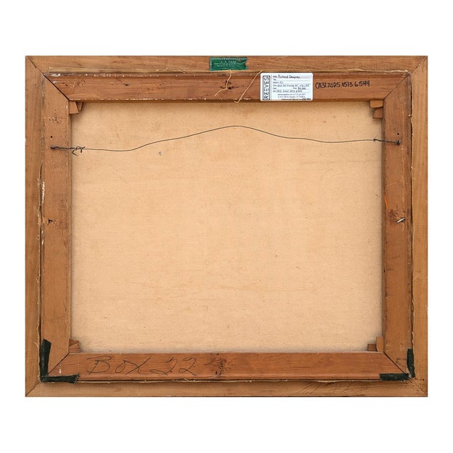 Richard Dempsey Early Modern Orange, Blue, and Yellow Toned Abstract City Landscape Painting, Mid 20th Century For Sale - Image 4 of 12