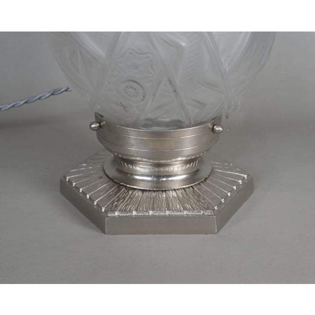 Silver French Art Deco Table Lamp by Petitot & Muller Freres 1930 France For Sale - Image 8 of 13