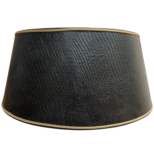 Mid 20th Century Neoclassical Stiffel Solid Brass 3-Light Bouillotte Lamp With Black Snakeskin Shade For Sale In San Diego - Image 6 of 15