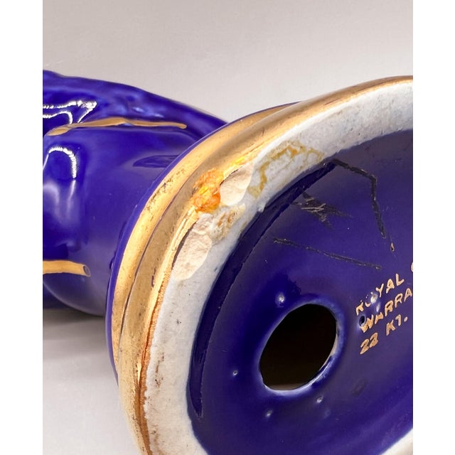 Royal Blue 20th C. Royal Blue & 22k Gold Cockatoo Parrot Figurines – Tropical Revival / Luxe Decor For Sale - Image 8 of 10