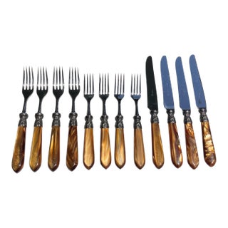 1980s Laure Japy Paris Seychilles Flatware 4-Full Place Settings and Serving Utensils- 22 Pieces For Sale