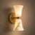 Contemporary Brass & Natural Alabaster Double Wall Sconces, Bathroom Vanity & Bedroom Lighting - Set of 2 For Sale - Image 4 of 7
