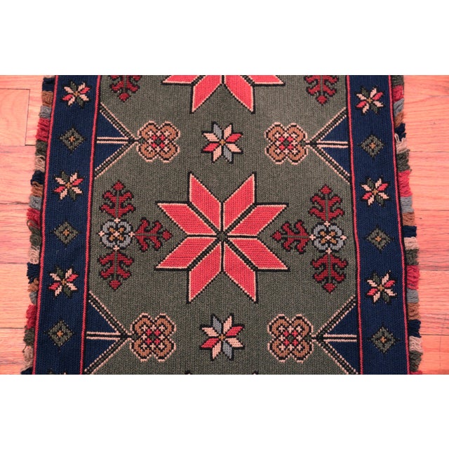 Nazmiyal Collection Antique Scandinavian Folk Needlepoint 3 Ft 3 in X 1 Ft 7 In For Sale - Image 4 of 8