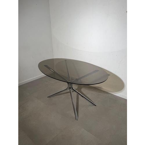 Glass Vintage Chrome and Glass Dining Table For Sale - Image 7 of 7
