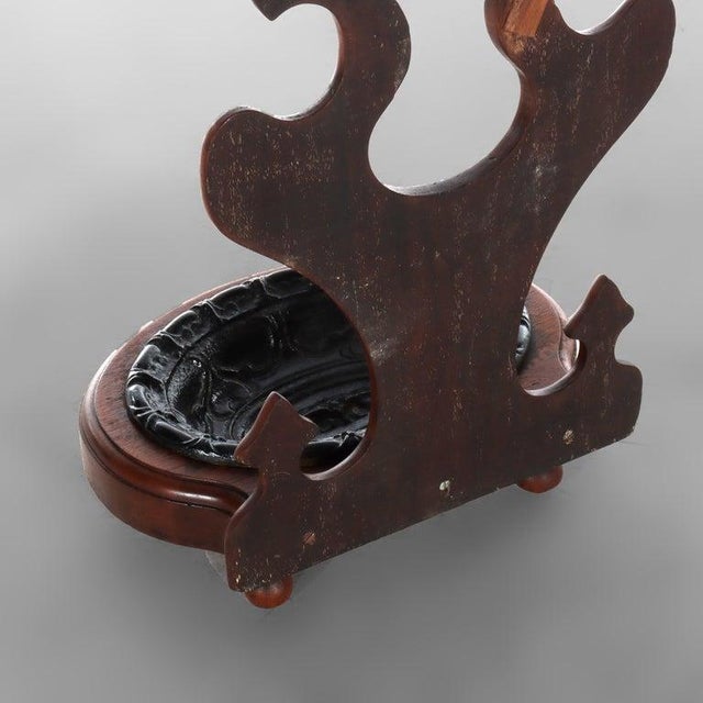 Late 19th Century Antique Rococo Walnut Umbrella Stand With Cast Iron Tray C1890 For Sale - Image 5 of 10