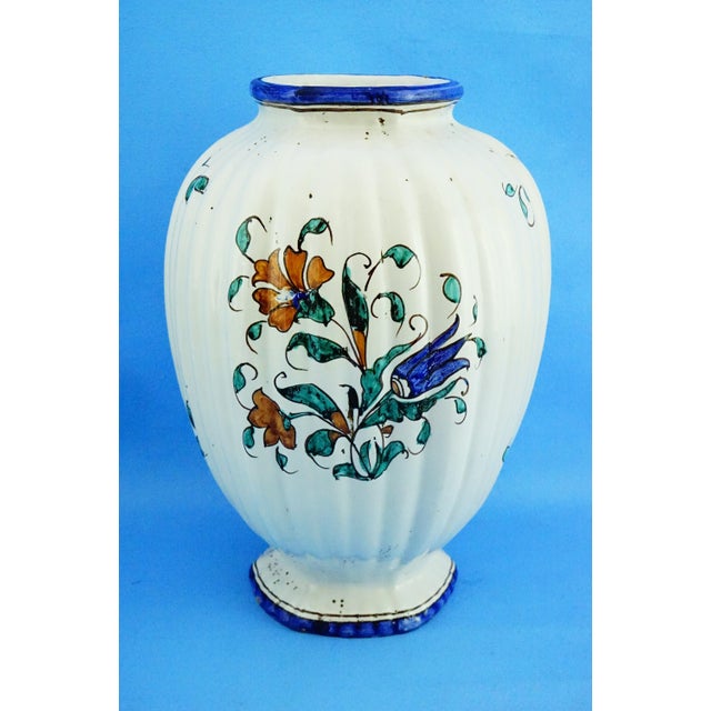 20th Century German Ribbed Ceramic Vase with Iznik Motifs by Icaro Rodi, 1920s For Sale - Image 4 of 18