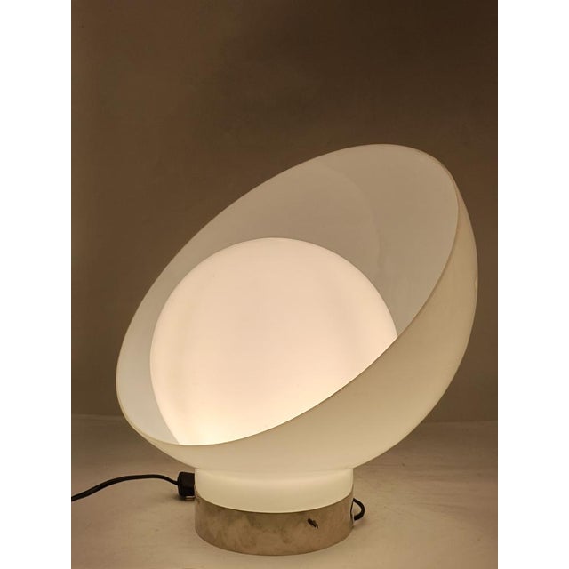 White Space Age Opaline Glass and Metal Table Lamp, Italy, 1970s For Sale - Image 8 of 10