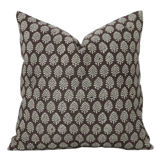 Block Print Handmade Pillow Cover Thick Linen 14x36 Inch Sangmarmar Jaal For Sale