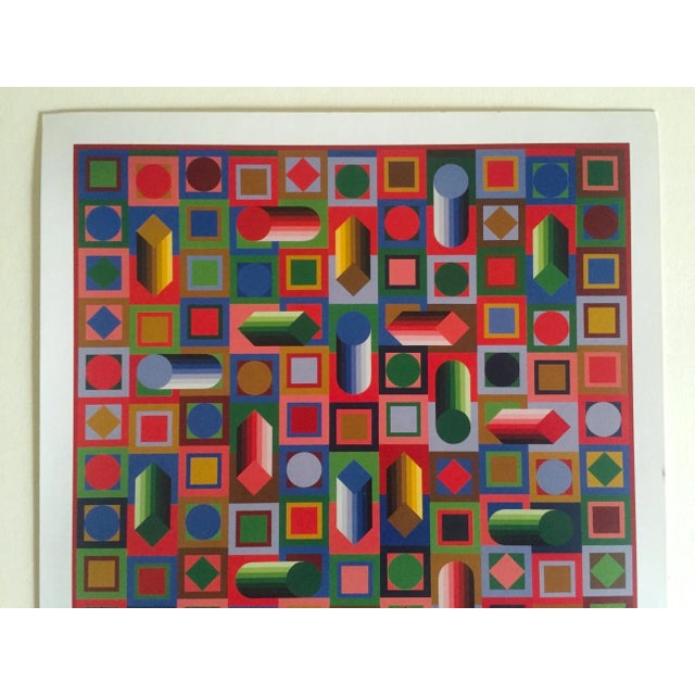 This vintage Victor Vasarely Op Art Modernist geometric offset lithograph print Hyram - Prism is a very special and...