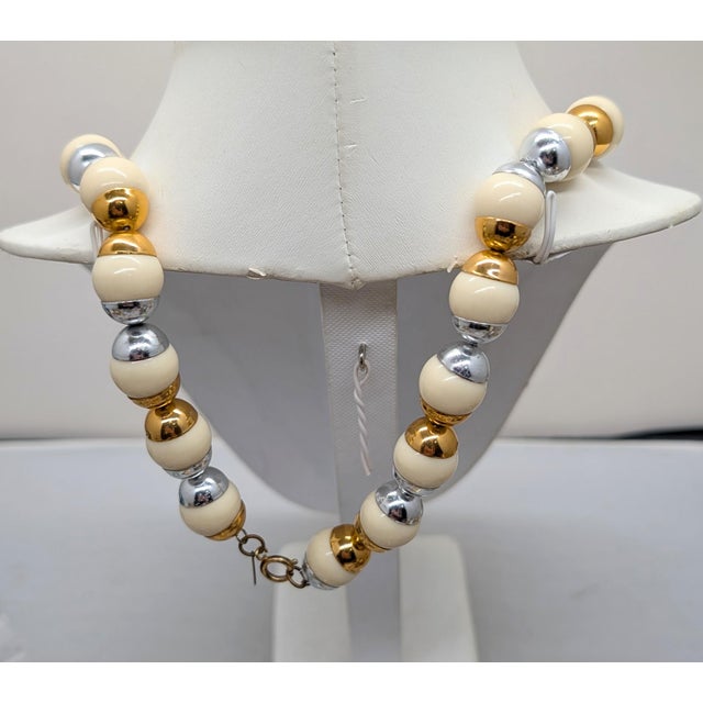 1980s Vintage Signed Alexis Kirk Modernist Beaded Necklace For Sale - Image 5 of 8