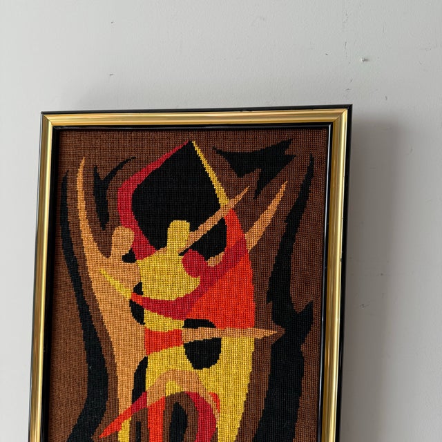 1960s Mid-Century Modern Dancers Framed Needlepoint For Sale - Image 5 of 7