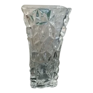 1970s Clear Cuboid Recycled Art Glass Vase From Spain