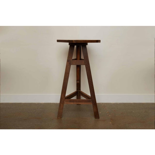 Brown Vintage Wood Sculpture Stand From France, Circa 1950 For Sale - Image 8 of 10
